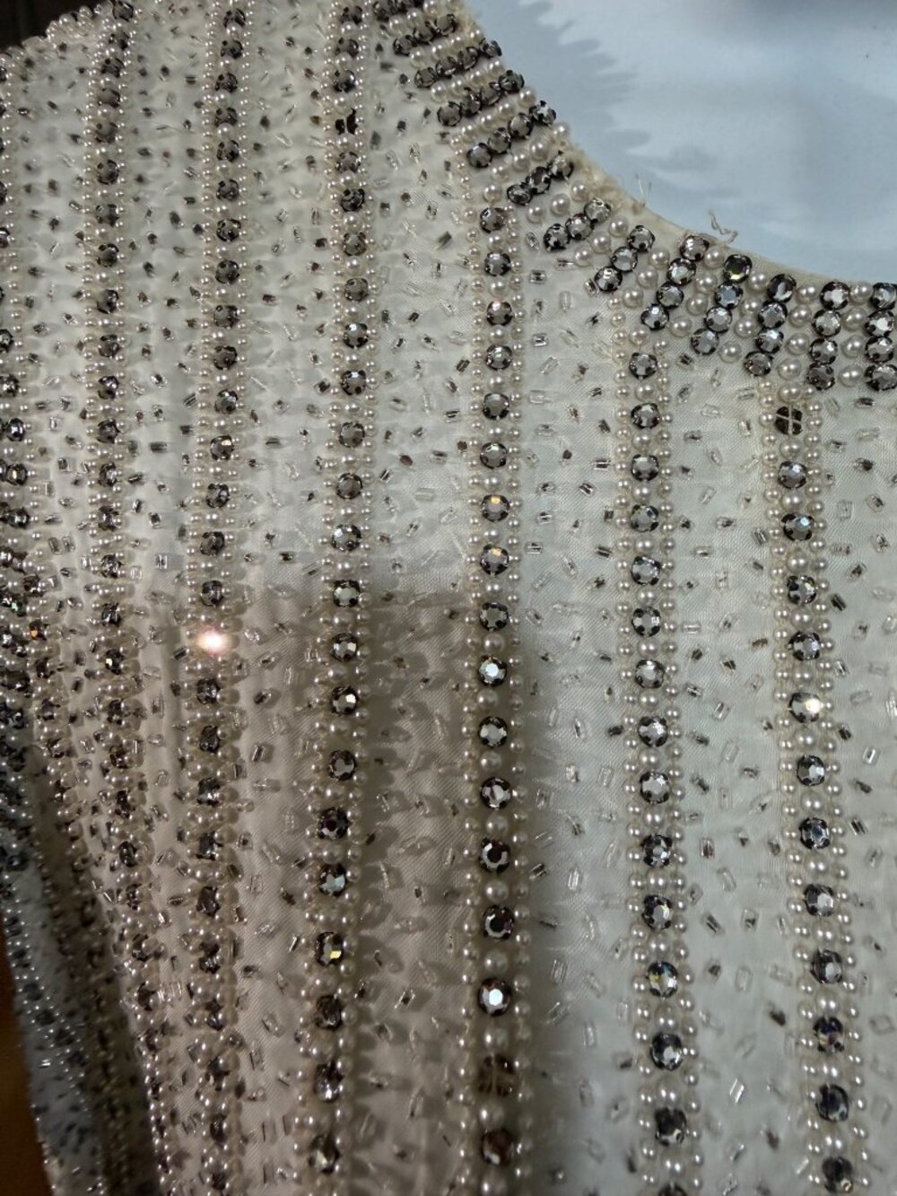 Vintage 1960s Seaton Enterprises Hand Beaded Sleeveless Dress With Black Pleated - Picture 3 of 7